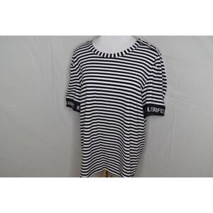 Karl‎ Lagerfeld Paris Women's XL Black/White Strips Knit Top Short Sleeve
